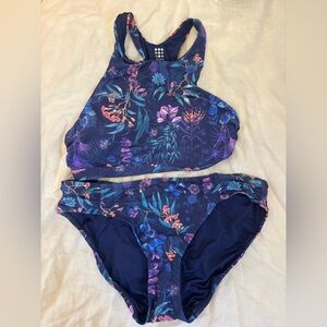 Title Nine blue floral Print 2 Piece Bikini Set